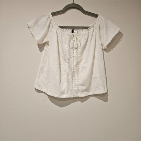 H&M Tops - H&M Divided Off The Shoulder Blouse, Size Medium, White